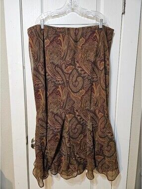 Cato Paisley Mermaid Midi Skirt 22/24 Velvet Noir